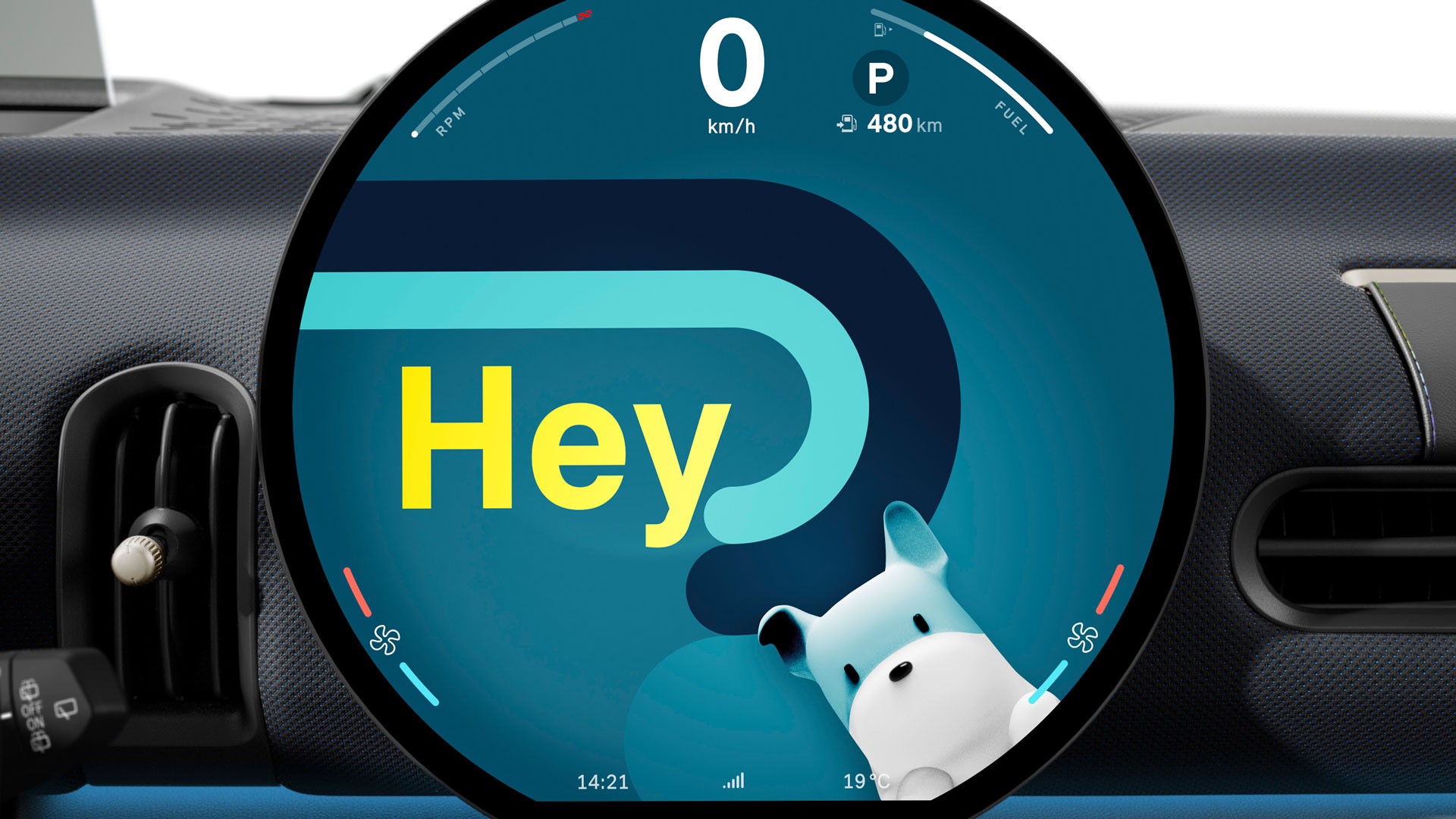 Hringlaga OLED-skjár MINI með MINI Intelligent Personal Assistant